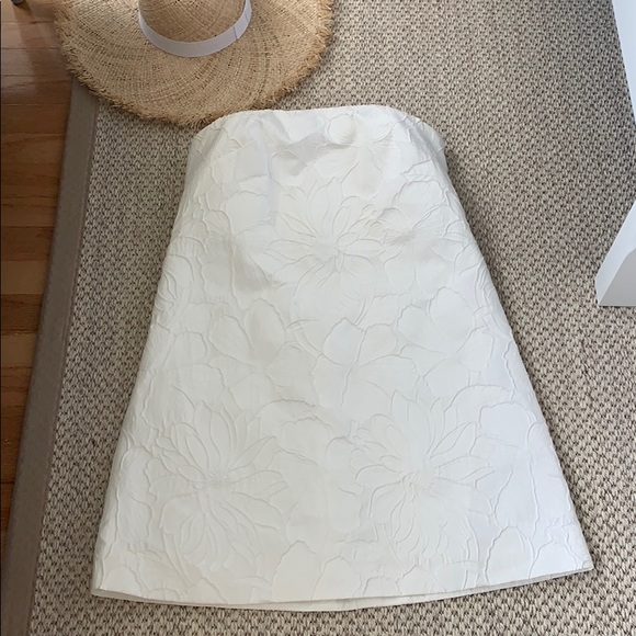 JCREW Party White Embossed Floral Dress 8 - Picture 7 of 15